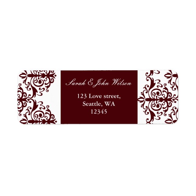 red damask address  label (Front)