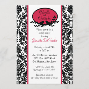 Red Damask Bridal Shower Invitation