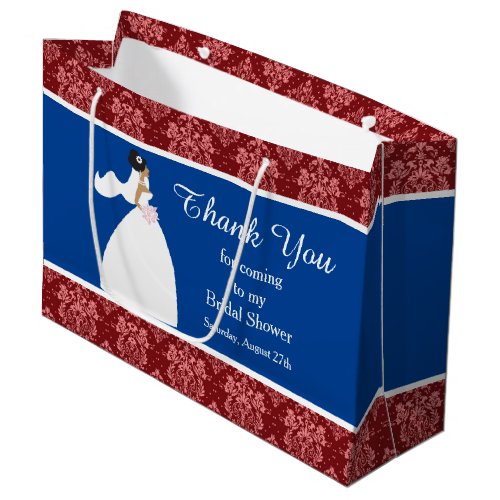 Red Damask Bridal Shower Thank You Large Gift Bag