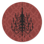 Red Damask Chandelier Wedding Seal