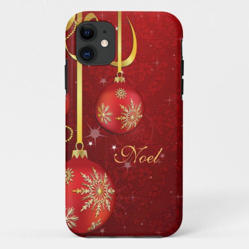 Red Damask Christmas iPhone 11 Case