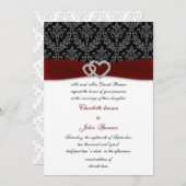 red damask diamante wedding invitation (Front/Back)