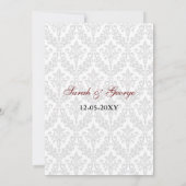 red damask diamante wedding invitation (Back)