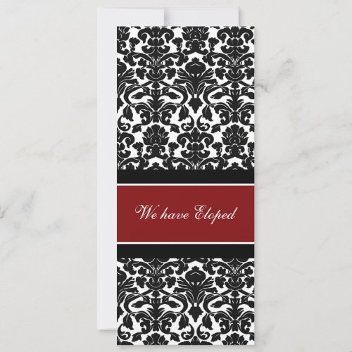Red Damask Elopement Announcement Cards