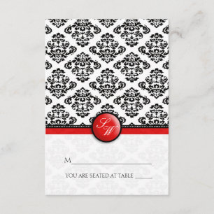 Red Damask Folding Tent Place Card