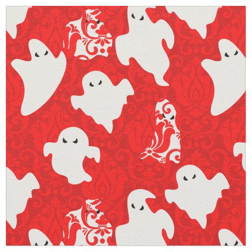 red damask ghost halloween paranormal apparition fabric