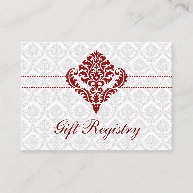red  damask Gift registry  Cards (Front)