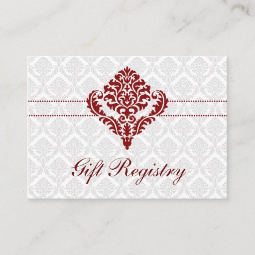 Customizable red  damask Gift registry  Cards Business Card Templates
