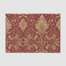 Red Damask Gold Pattern Decoupage