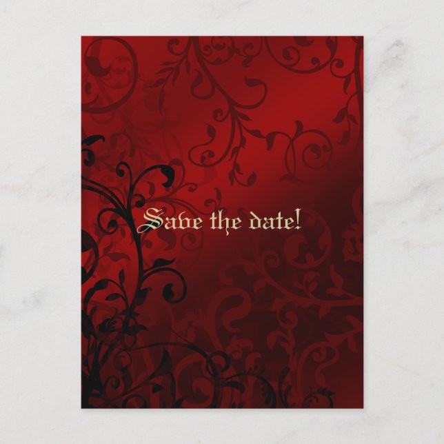 Red Damask Gothic Bridal Shower Invitation (Front)