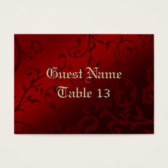 Red Damask Gothic Reception Guest Place Card