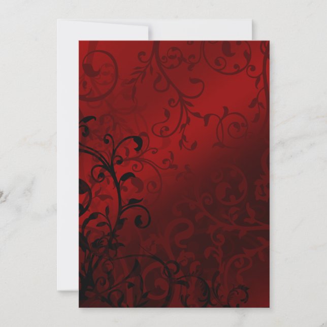Red Damask Gothic Wedding Invitation (Front)