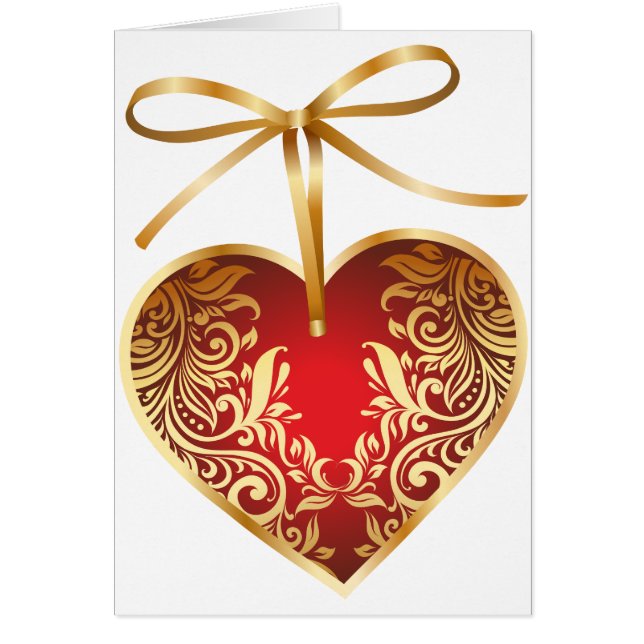 Red Damask Heart Cards (Front)