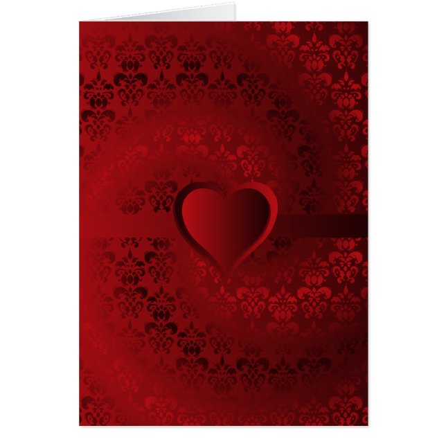 Red damask heart cards (Front)
