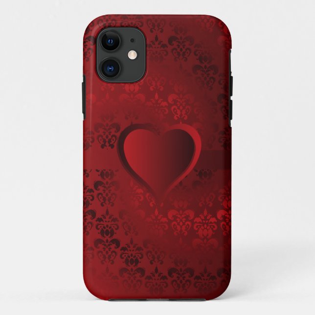Red damask heart Case-Mate iPhone case (Back)