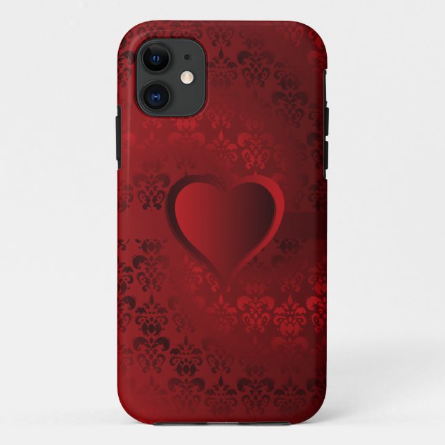 Red damask heart Case-Mate iPhone case (Back)