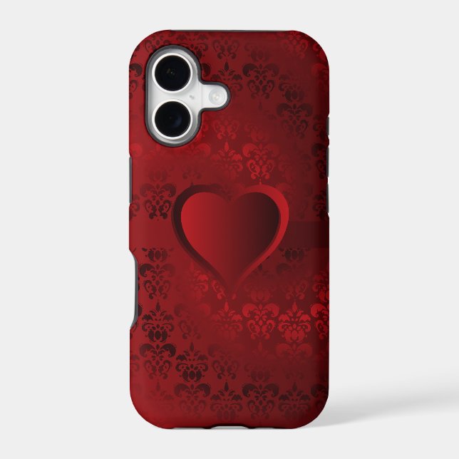 Red damask heart iphone case (Back)