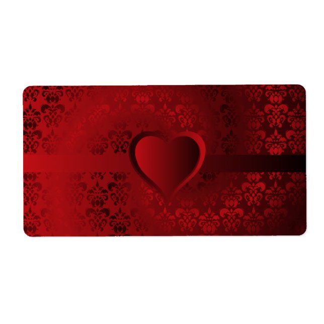 Red damask heart label (Front)