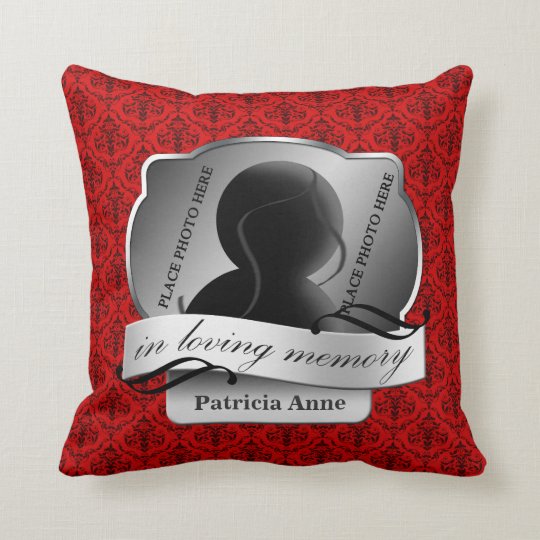 Red Damask In Loving Memory Memoriam Throw Pillow Zazzle Red Damask In Loving Memory Memoriam Throw Pillow