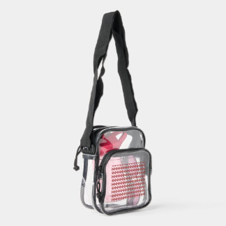 Red Damask Invitation | Elegant Black & Red Clear Crossbody Bag