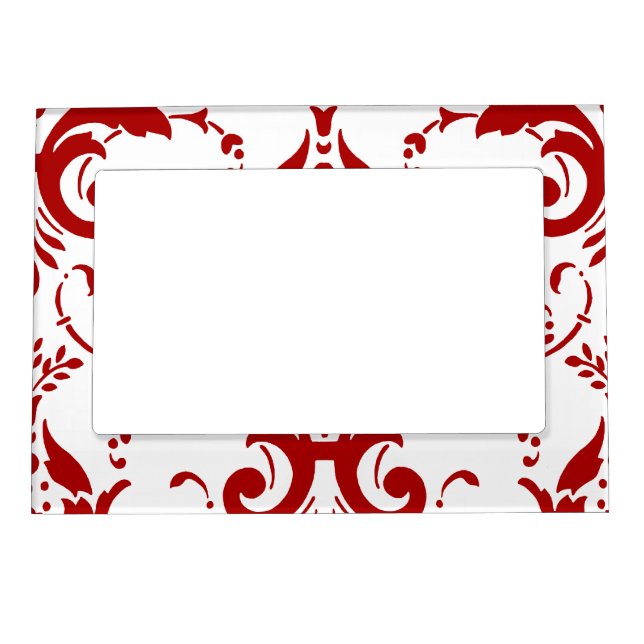 Red Damask Magnetic Photo Frame Holder (Front)