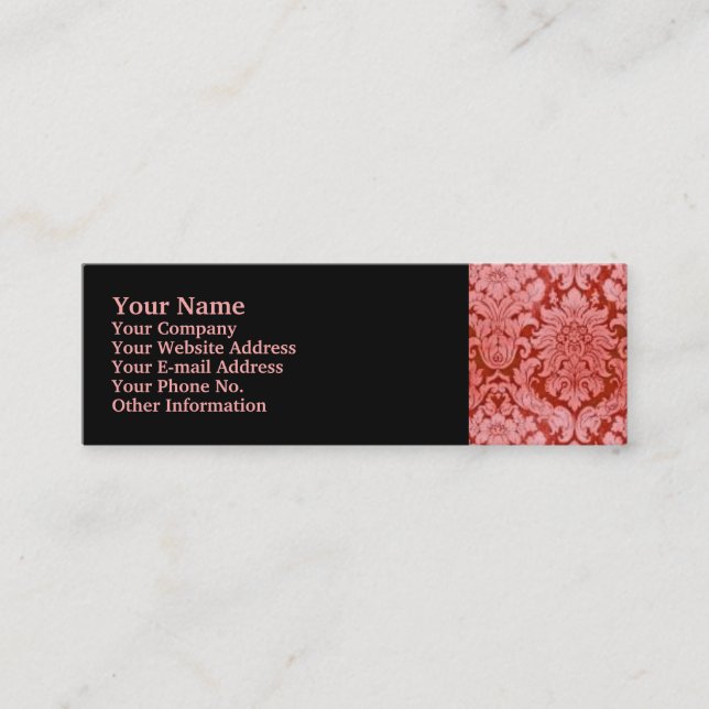 RED DAMASK MINI BUSINESS CARD (Front)