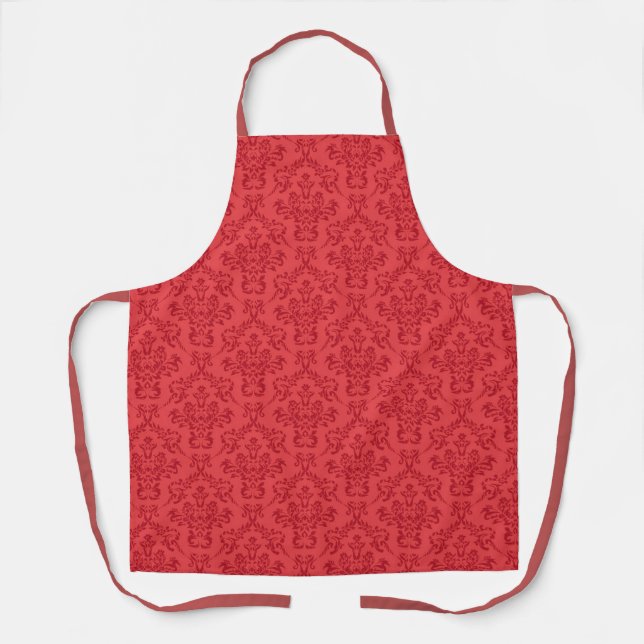 Red damask pattern apron (Front)