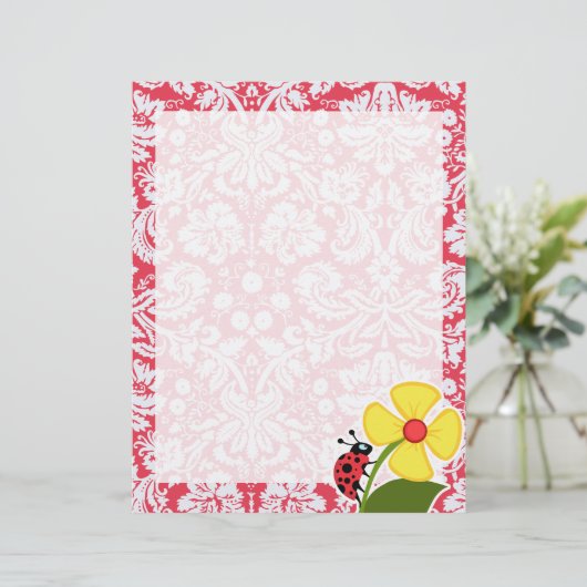Red Damask Pattern; Ladybug (Standing Front)