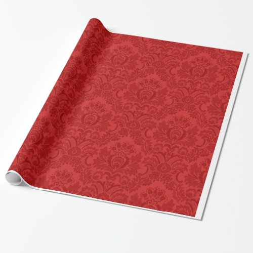 Red Damask Pattern Wrapping Paper