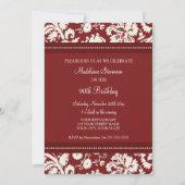 Red Damask Photo 90th Birthday Party Invitations (Back)