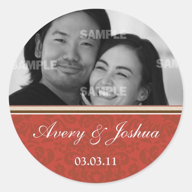 Red Damask Photo Sticker (Front)