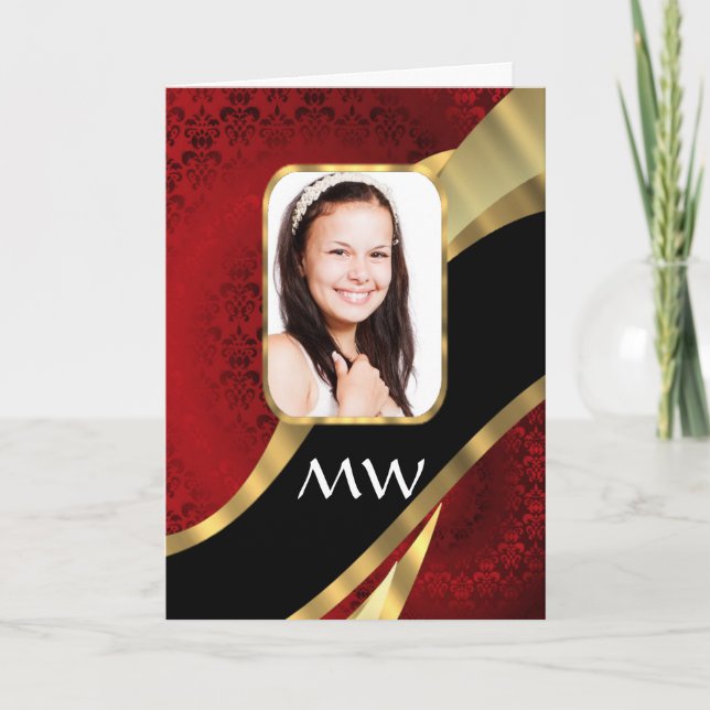 Red damask photo template (Front)