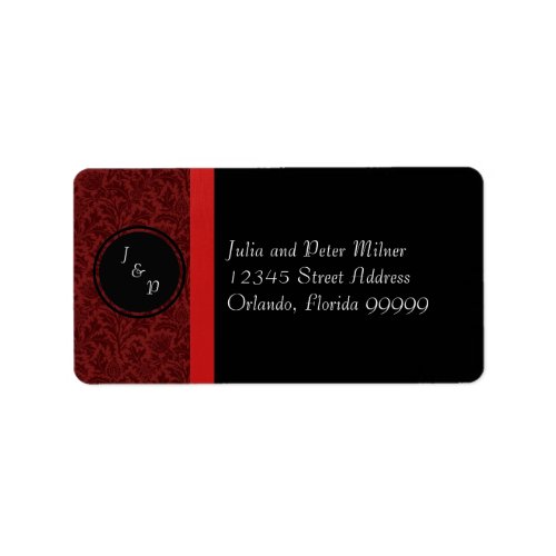Red Damask  Red Bow _ Address Label