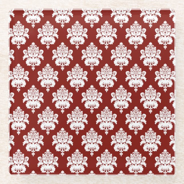 Red Damask/Red Design Christmas Elegant Coasters (Front)