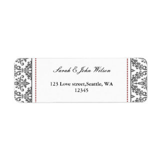 red damask ,return address label