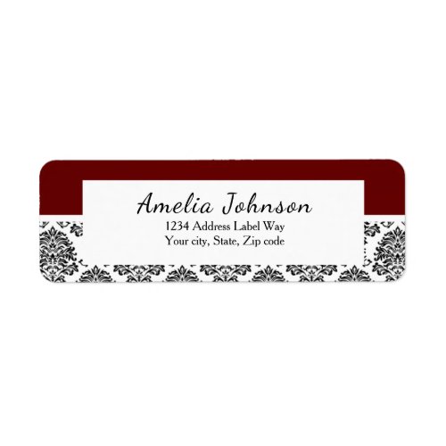 Red Damask return address Label MAKE IN ANY COLOR