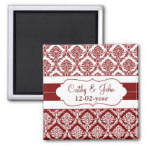 red damask Save the date magnet