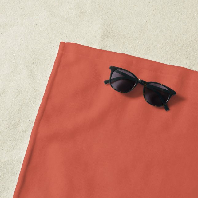 Red Damask Solid Color  Beach Towel (In Situ)