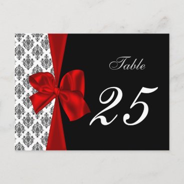 red damask table numbers postcards