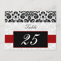 red damask  table numbers postcards