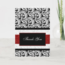 red damask Thank You Card