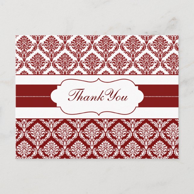 red damask ThankYou Cards (Front)