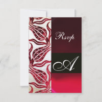 RED DAMASK VELVET TULIPS MONOGRAM Burgundy White
