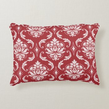 Red Damask Vintage Pattern Accent Pillow by DamaskGallery at Zazzle