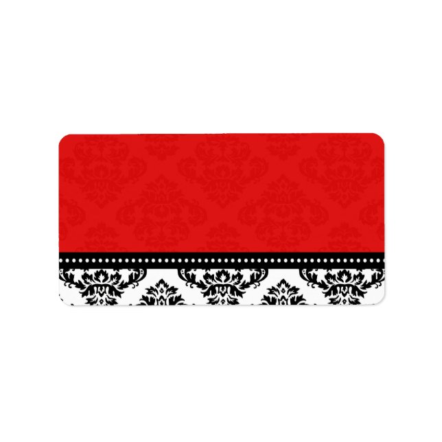 Red Damask Wedding Address Labels (Front)