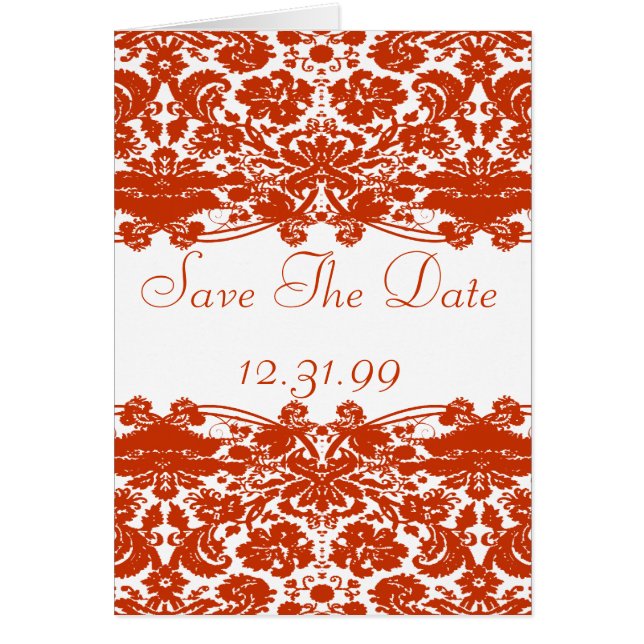 Red Damask Wedding Cards (Front)