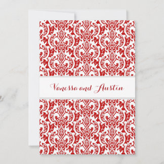 Red Damask Wedding Custom Background A25 Invitation