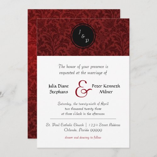 Red Damask _ Wedding Invitation