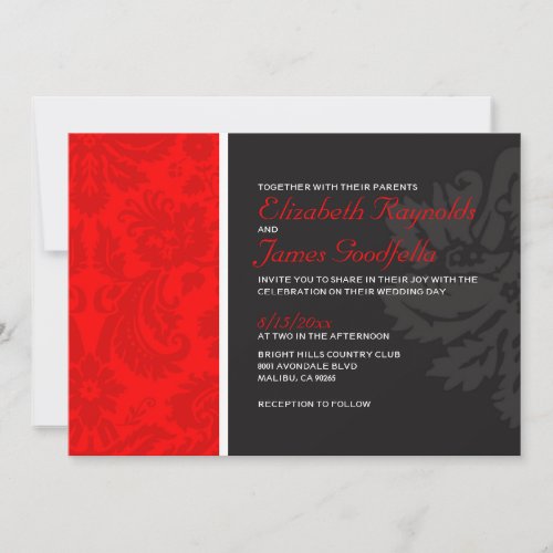 Red Damask Wedding Invitations
