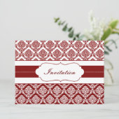 red damask  wedding invites (Standing Front)